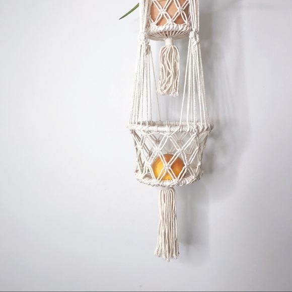 Macrame • NWT Double Tiered Hanging Basket - Picture 3 of 4